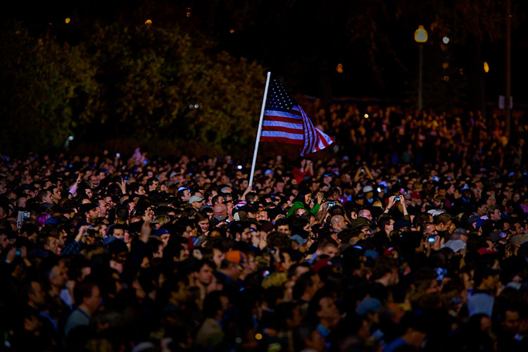 Barack Obama Victory Crowd - The Flag was still there : Grant Park Chicago : USA