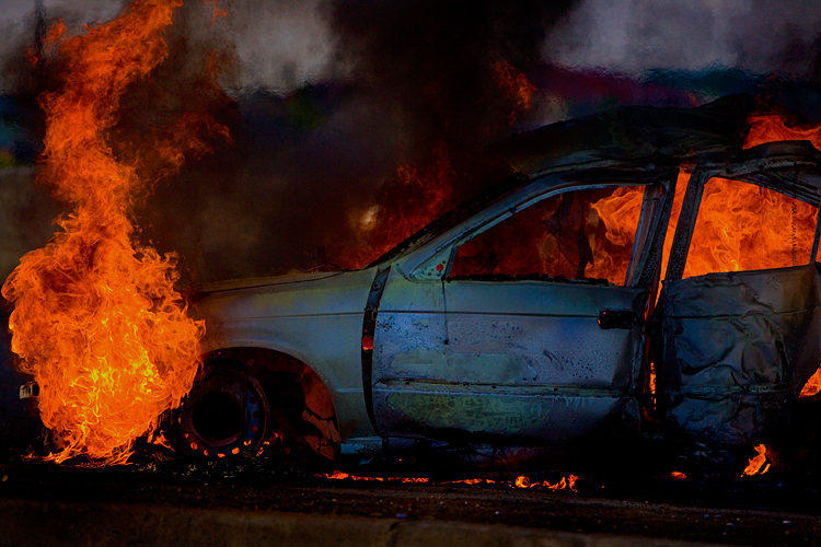 Burning Car : St Helena Highway : Trinidad