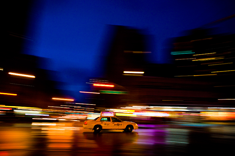 Taxi blur in the Blue Time : 8th & 23rd : NYC