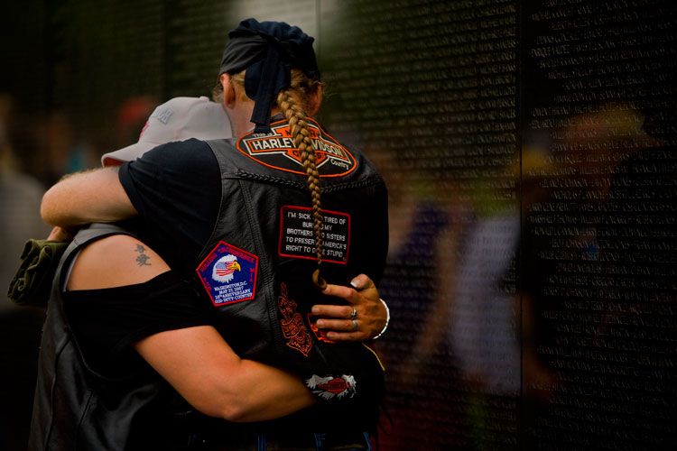 Grief and Remembrance at the Wall : Rolling Thunder : Vietnam War Memorial : The National Mall Washington DC