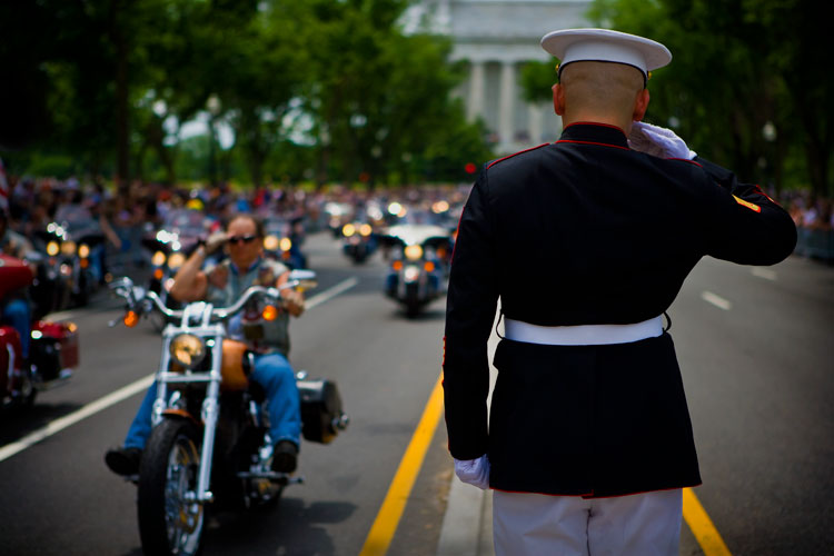 Marine Salutes The Rolling Thunder Parade : National Mall: Washington DC
