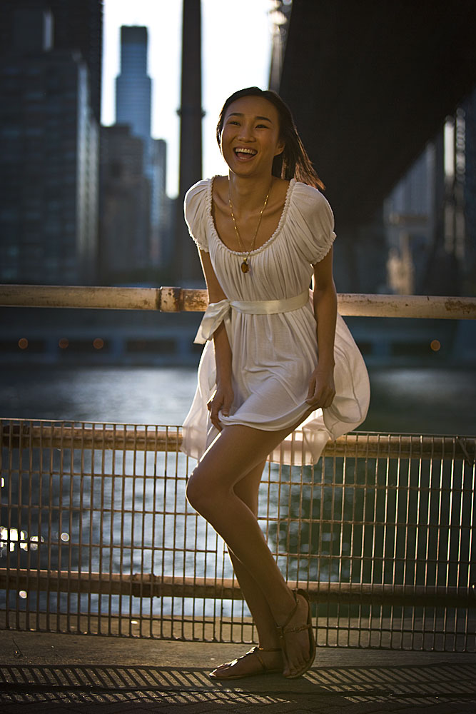 White dress on a Windy Day : Roosevelt Island : NYC