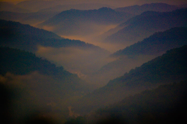 Misty Mountains : Early morning Helicopter Ride : West Virginia