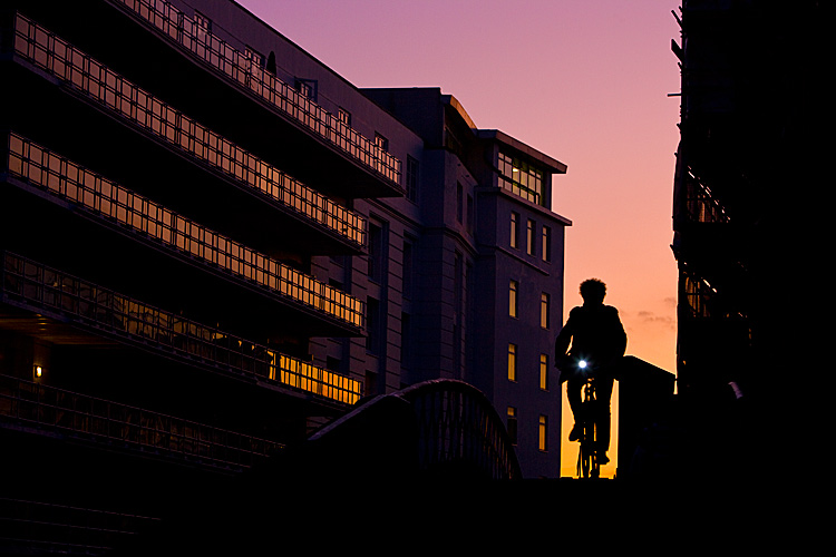 Cyclist Against The Sky : Camden Lock : London