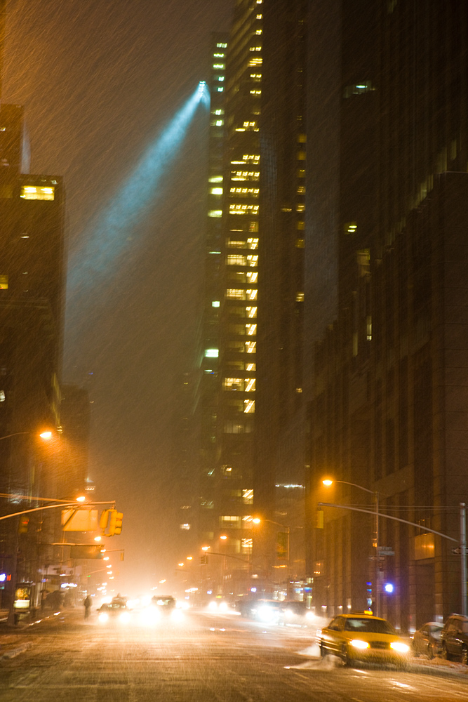 Blade Runner Canyon Snow Storm Taxi : 6th Av from Radio City : NYC