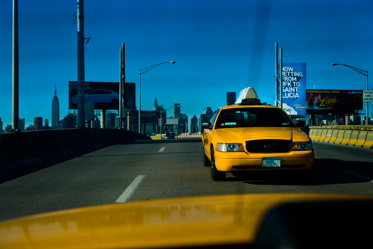 Yellow Cabs and Blue Sky in the Big City : NYC : USA