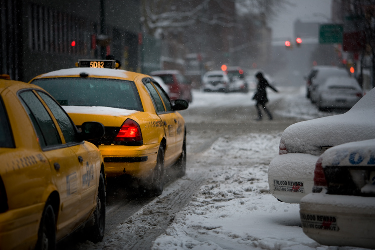 The Endless Winter for NYC's Yellow Cabs : W 35th St & 9th Av : New York City
