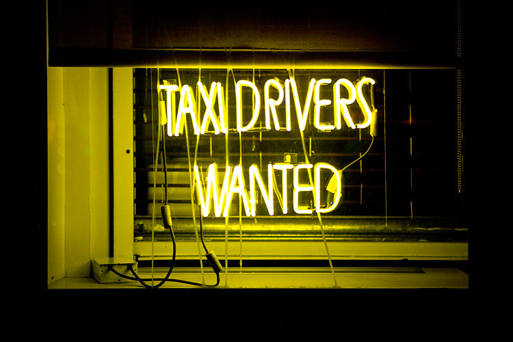 Taxi Drivers Wanted : Neon Sign 10th Av : NYC