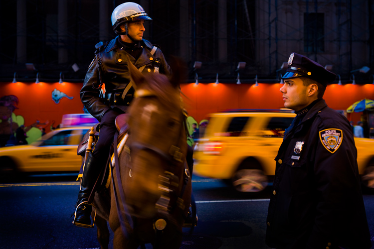 Police Horse Cops and Taxis : Times Sq : NYC