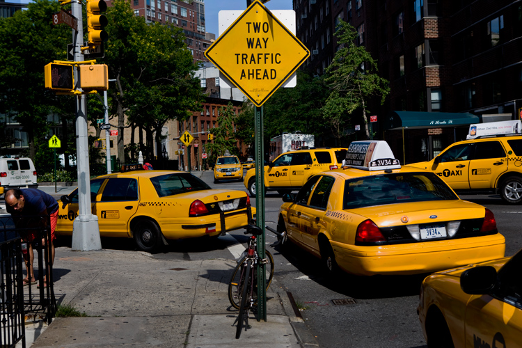 Yellow Two Way Traffic Ahead : West Village : NYC