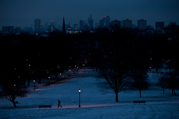 View from Primrose Hill in Winter : North Central London : UK