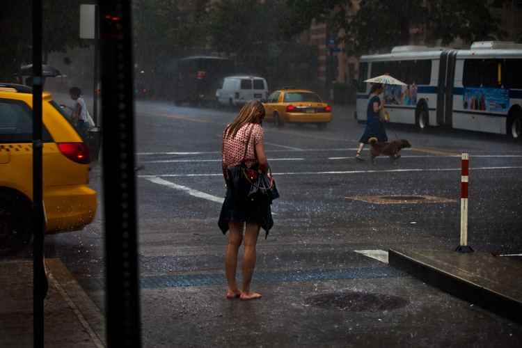 Hard to get a Taxi in the Rain : New York City : USA
