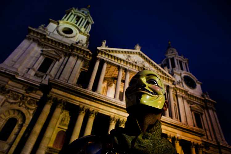 Guy Fawkes Mask : Occupy St  Paul's Cathedral : City of London