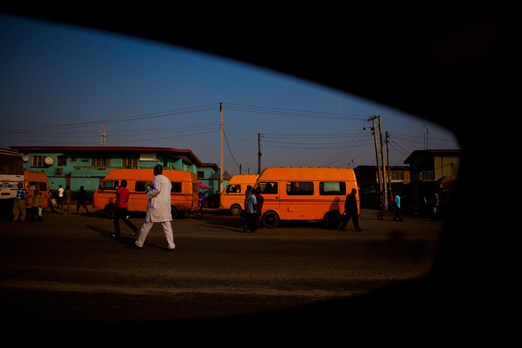 Taxi Rank in the Early Morning : Airport Road Lagos : Nigeria