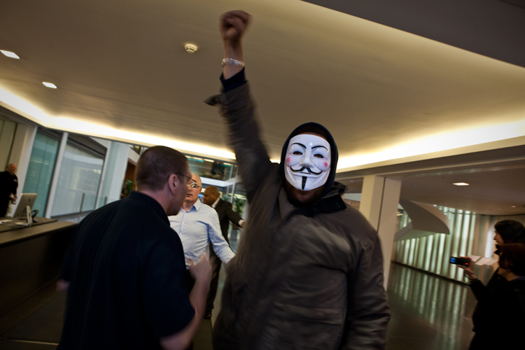 Occupy Protester Invades an Investment Bank : City of London