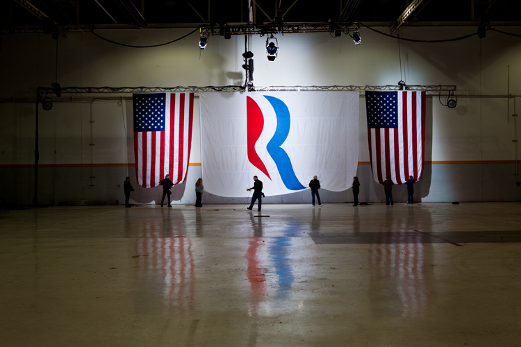 The End of the Campaign the Lowering of The Flag : Romney Final Event : Columbus Ohio