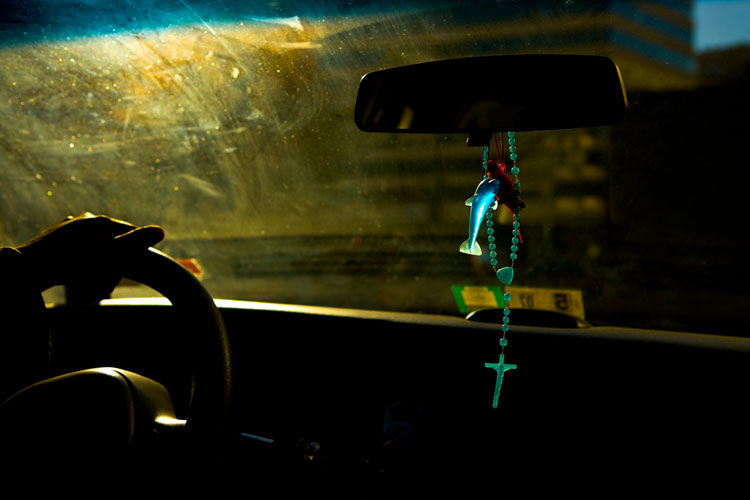 The Taxi Driver, his Lucky Parrot, his Lucky Dolphin and his Crucifix : Dupont : Washington DC