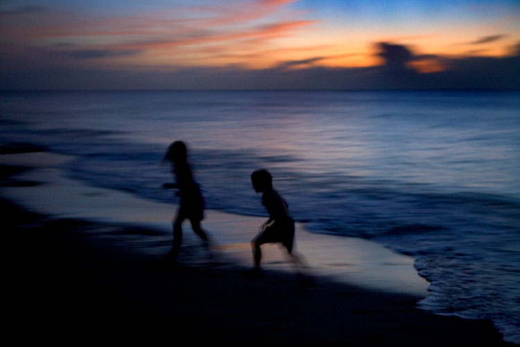 Beach Dusk Crazy Kids : St Thomas : US Virgin Isles