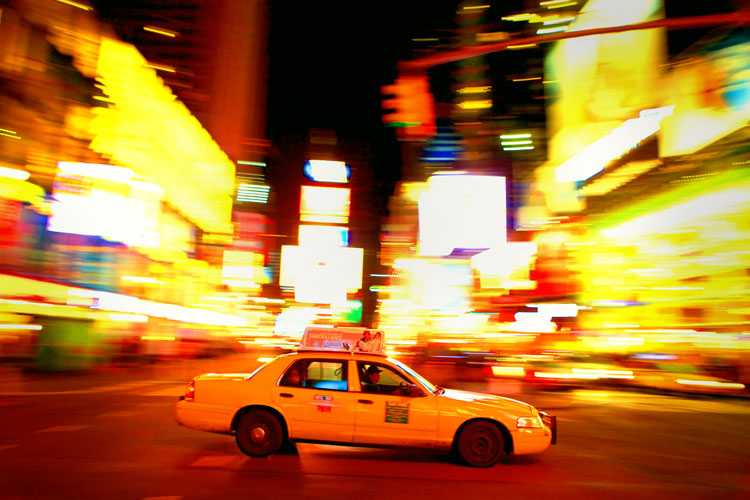 Taxi Times Square : Midnight : NYC