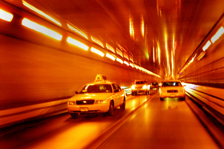 Taxi Tunnel : Queens Tunnel  JFK Bound : Manhattan to Queens : NYC