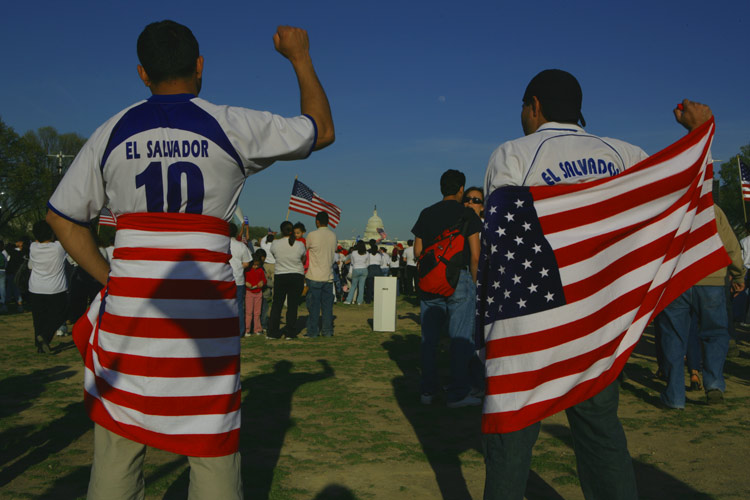 Wrapped in the flag: Immigrant March Washington DC