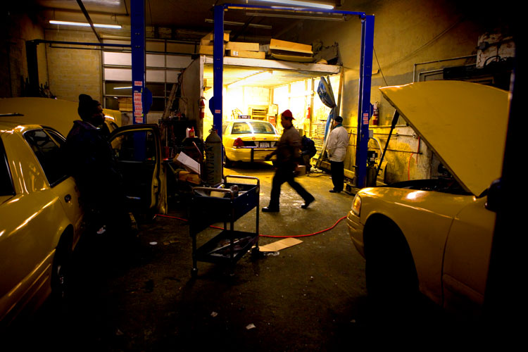 Taxi Repair at Midnight : West Side Highway : NYC