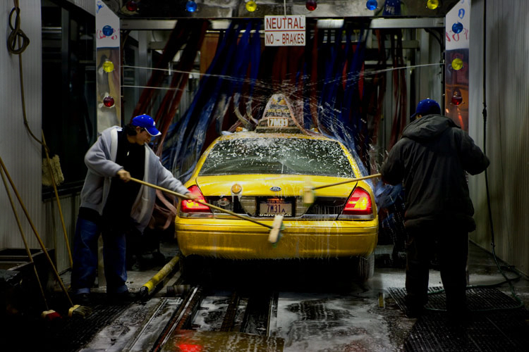 Taxi Wash : secret life of Taxis #7 : 3-14AM off the Westside Highway NYC