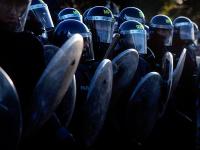 Riot Cops Mass for a Charge : Protest/Riot against the National Front : South London