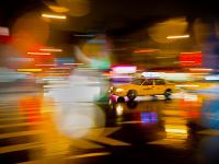 Mad Taxi Blur in the Rain :  23rd St & 8th Av : New York City