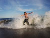 Little Guy in a Big Wave : Hamptons NY : USA