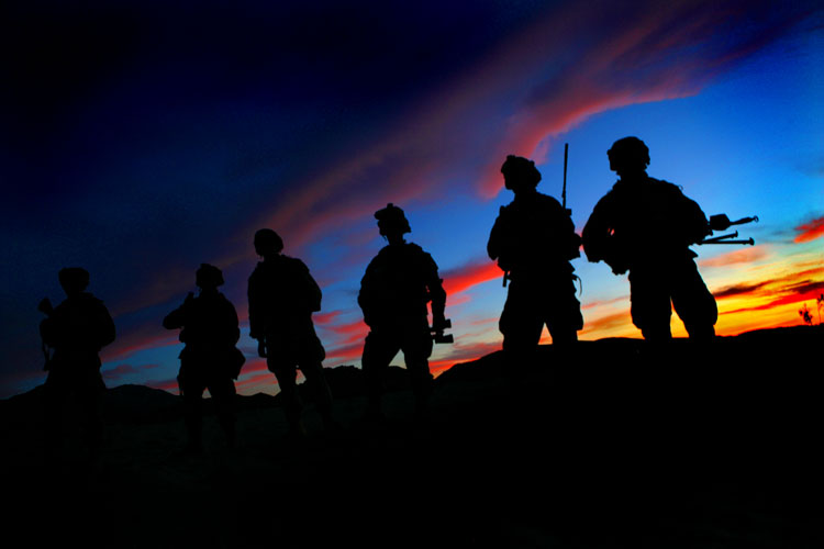 Veterans Day - American Soldiers Training in the Desert Before Deploying to Iraq : NTC California : USA