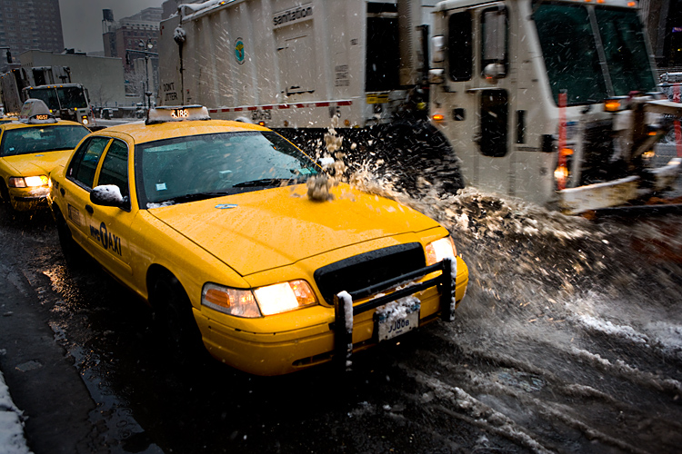 The Snow Plough the Taxi and the Waterproof Trousers : Penn Station 8th Av : NYC