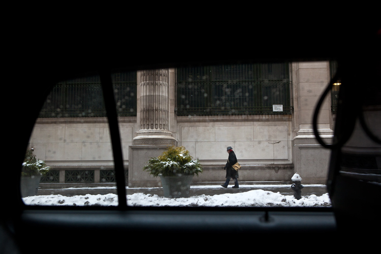 Walls of Cold Granite from Taxi : Midtown : Manhattan NYC