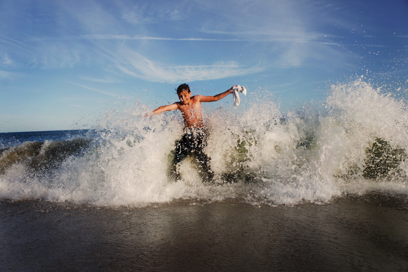 Little Guy in a Big Wave : Hamptons NY : USA