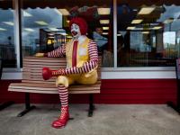 The Boy the Flag the Chicken McNugget and Ronald McDonald : Bangor : Maine USA