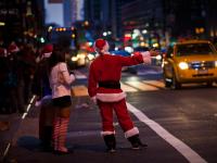 Santa Hails Yellow Cab : Grand Central : NYC